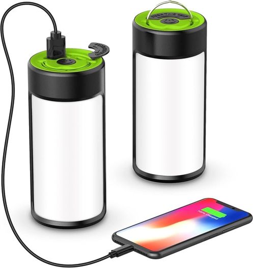 NEW SALE | Rechargeable Camping Lanterns with 400LM 5 Light Modes Water-Resistant, Portable Emergency Tent Lights for Camping Power Cuts Hiking (2-Pack, Grass Green)