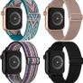 4 Pack Stretchy Nylon Strap Compatible with Apple Watch Straps 38mm 40mm 41mm 42mm(series 11 10), Adjustable Sport Elastic Bands for iWatch Series 11/10/9/8/7/6/5/4/3/2/1/Ultra3/2/1/SE3 Image 2