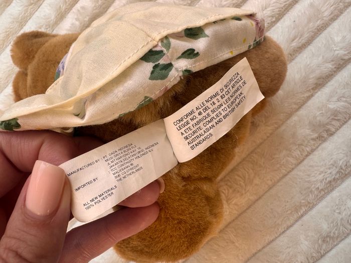 Vintage TCC Continuity Holdings 1995 Bunny Rabbit Floral Dress Soft Plush approx. 24 cm. (with ears) Used Please see photos