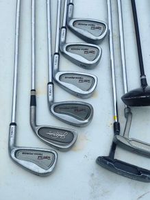 golf clubs trolley and bag