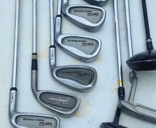 golf clubs trolley and bag
