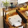 135cm Computer Desk with Power Outlet and Charging Station, Reversible Home Office Desk with Fabric Drawers and Monitor Stand, Wooden Desks with Storage, Study Table, Rustic Brown Image 5