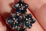 Daisy flower head Gem set Sterling Silver Cross and Chain Set