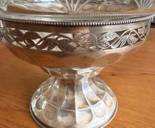 Austro-Hungarian 800 Silver & Cut Crystal Basket Bowl