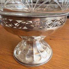 Austro-Hungarian 800 Silver & Cut Crystal Basket Bowl