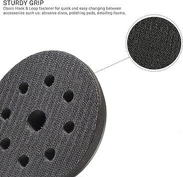 GLASS POLISH 12729 | Random Orbit Sander Backing Pad, Sanding Backer with Hook and Loop 115 mm