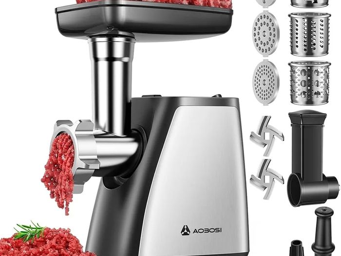 Electric Meat Grinder, 4-in-1 Meat Mincer Machine [2800W Max] with 3 Slice, Shred Blades, 2 Blades, 3 Plates, Sausage Stuffer, Kubbe Kit, for Home Kitchen Use, Sliver