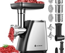 Electric Meat Grinder, 4-in-1 Meat Mincer Machine [2800W Max] with 3 Slice, Shred Blades, 2 Blades, 3 Plates, Sausage Stuffer, Kubbe Kit, for Home Kitchen Use, Sliver