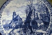 Rare Delfts Blauw Chemkefa Handpainted Made in Holland -De Winter- 11.5 inches dia