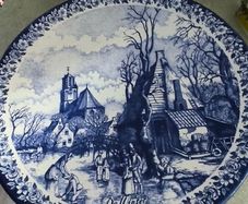 Rare Delfts Blauw Chemkefa Handpainted Made in Holland -De Winter- 11.5 inches dia