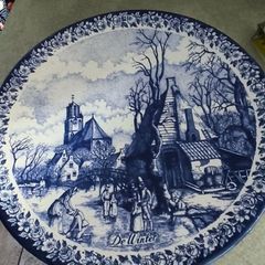 Rare Delfts Blauw Chemkefa Handpainted Made in Holland -De Winter- 11.5 inches dia