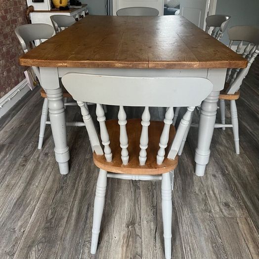 : Large Reclaimed Wood Dining Table & 6 Chairs (Fa