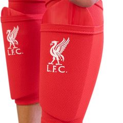 LIVERPOOL Licensed Shin Pad With Sock Sleeve, Junior - Shin Guard, Breathable, Lightweight, Durable, Protective Gear, Merchandise, Great Football Gift Idea