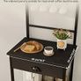 5 Tier Coffee Bar Station, Coffee Stand with Fabric Drawers, 8 S-Shaped Hooks, Corner Bar Cabinet, Height Adjustable, Bakers Rack for Kitchen, Living Room, Black Image 2