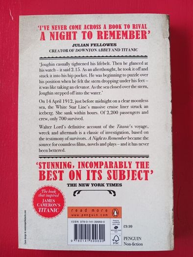 A Night to Remember/Walter Lord/ Penguin Centenary edition/2012