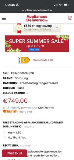 Samsung RB34C600EBN/EU Fridge Freezer - Like New - Purchased Dec 2025