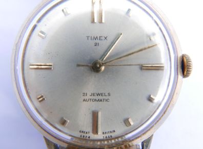 Vintage Timex Automatic 6824 7468 21 Sunburst Men's Automatic Wristwatch Great Britain, the watch works well and keeps time