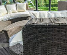 Rattan garden furniture sofa bed table and chairs