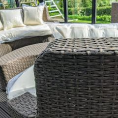 Rattan garden furniture sofa bed table and chairs