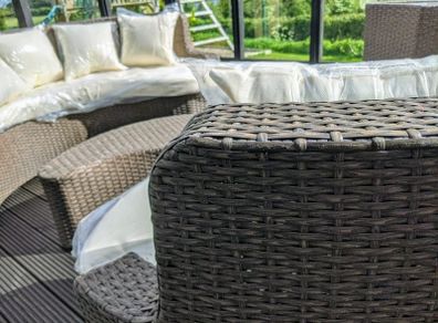 Rattan garden furniture sofa bed table and chairs