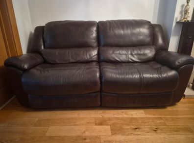 Dark Brown Leather 2-Seater Sofa