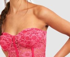 Pink Lace Bandeau Midi Dress Brand New