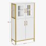 _Bathroom Cabinet Sideboard Storage Cabinet Adjustable Shelf Steel Frame Living Room Kitchen White Gold Image 4