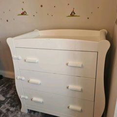 Sleigh Style Baby Changing Table with 3 Drawers