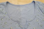Size XS - A Cute Baby Blue Floral Tee - #