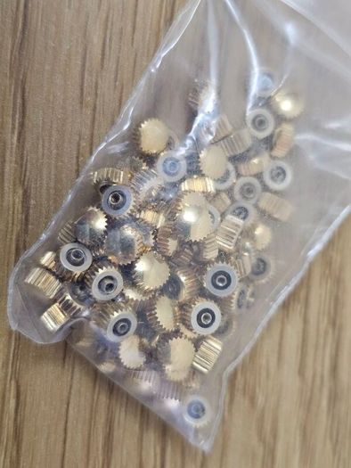 Vintage Swiss Watchmaker Parts Lot Crowns Gold Plated from 1960s era