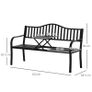 Metal Outdoor Bench with Liftable Middle Table, Patio Loveseat, Garden Bench for Garden, Porch, Seats 2  3 People, Black Image 2