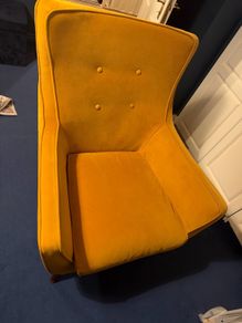 Stratus Armchair Yellow Meg (Dark Walnut Legs)