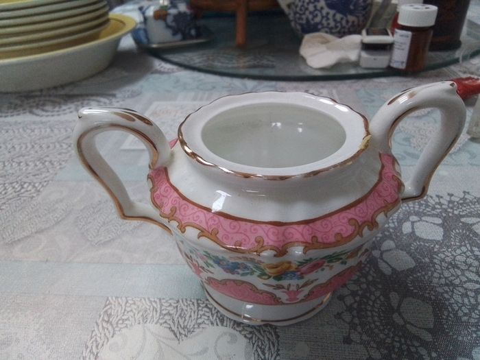 Antique Two Handled  China Sugar Bowl