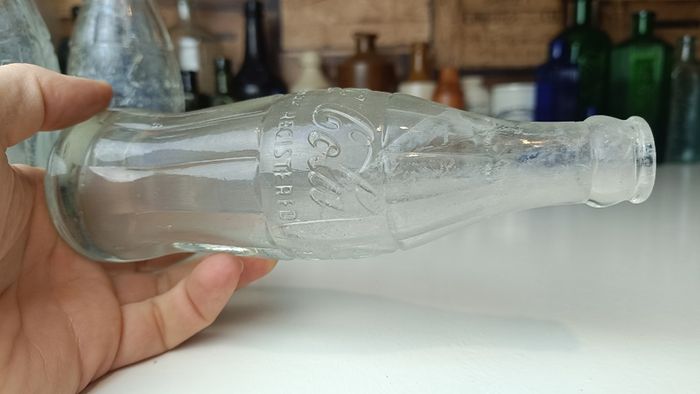 490 - Set of 4 Vintage 1950s Clear Glass Crown Cap Top Collectible Decorative Coca Cola Bottles
