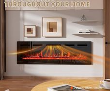 50"/127cm Electric Fireplace - Adjustable 12 Color Flame & Crackling Sound, 900W/1500W Fire Place with Precise 15-30 C Thermostat, Intuitive Touch Screen & Remote, Perfect for Media Walls