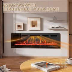 50"/127cm Electric Fireplace - Adjustable 12 Color Flame & Crackling Sound, 900W/1500W Fire Place with Precise 15-30 C Thermostat, Intuitive Touch Screen & Remote, Perfect for Media Walls