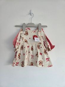 Next Cream Bear and Red Gingham Baby Dresses