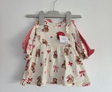 Next Cream Bear and Red Gingham Baby Dresses