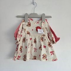 Next Cream Bear and Red Gingham Baby Dresses