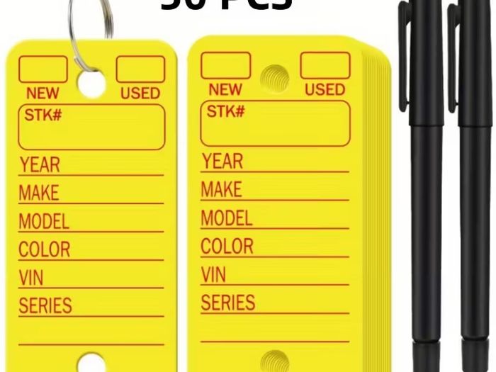 50pcs Heavy-Duty Key Tags with Rings & Marker
