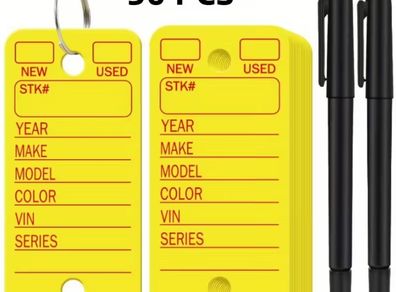 50pcs Heavy-Duty Key Tags with Rings & Marker