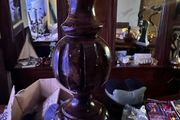 hand blow glass / wood hanging light