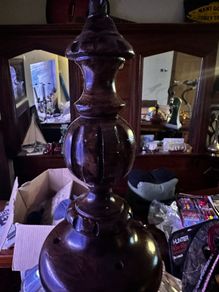 hand blow glass / wood hanging light