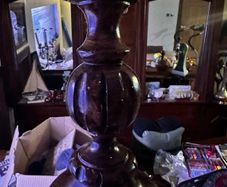 hand blow glass / wood hanging light