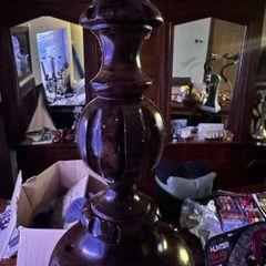 hand blow glass / wood hanging light