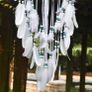 Large Boho Dream Catcher with White Feather and Blue Beads Macrame Wall Hanging (70cm x 25cm) Image 7