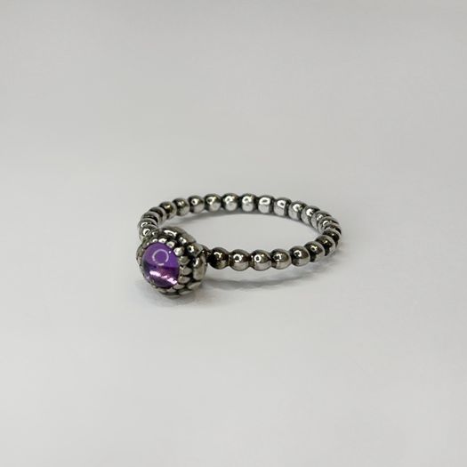 Pandora Sterling Silver Ring with Cabochon Amethyst