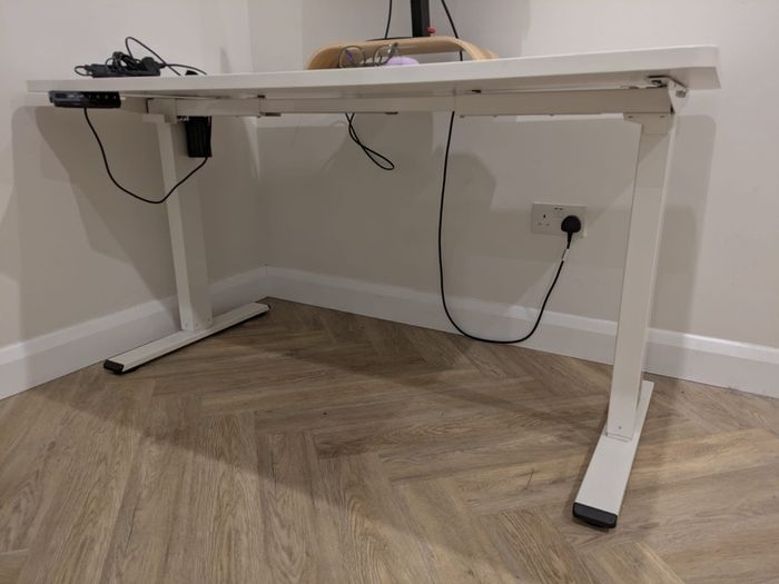 White sit-stand desk