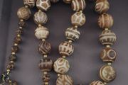 Burmese Antique Pumtek Pyu &amp; Skull Shape Beads Necklace 26 inches