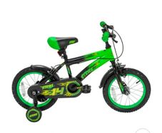 Green 14 Inch Strike Bike: Fixed Gear Bike for Kids with Training Wheels